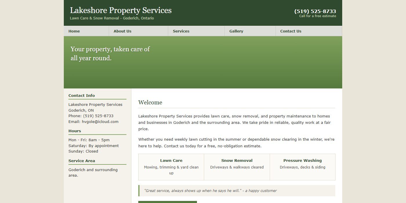 A typical outdated small-business website — dated layout, cluttered design, not mobile-friendly.
